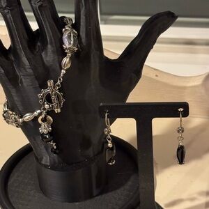 Sterling Silver Bracelet with Toggle Clasp and Earrings set